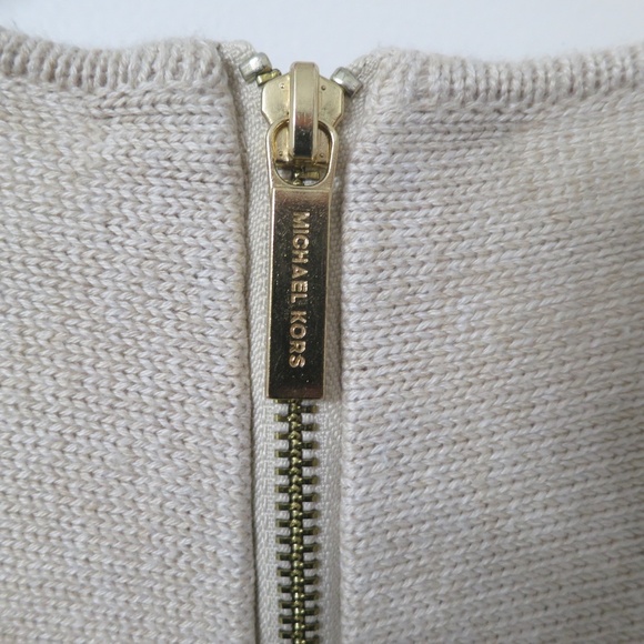 Michael Kors Size XL Oatmeal Tan Tunic Slouchy Sweater Back Zip Loungewear - Picture 7 of 8